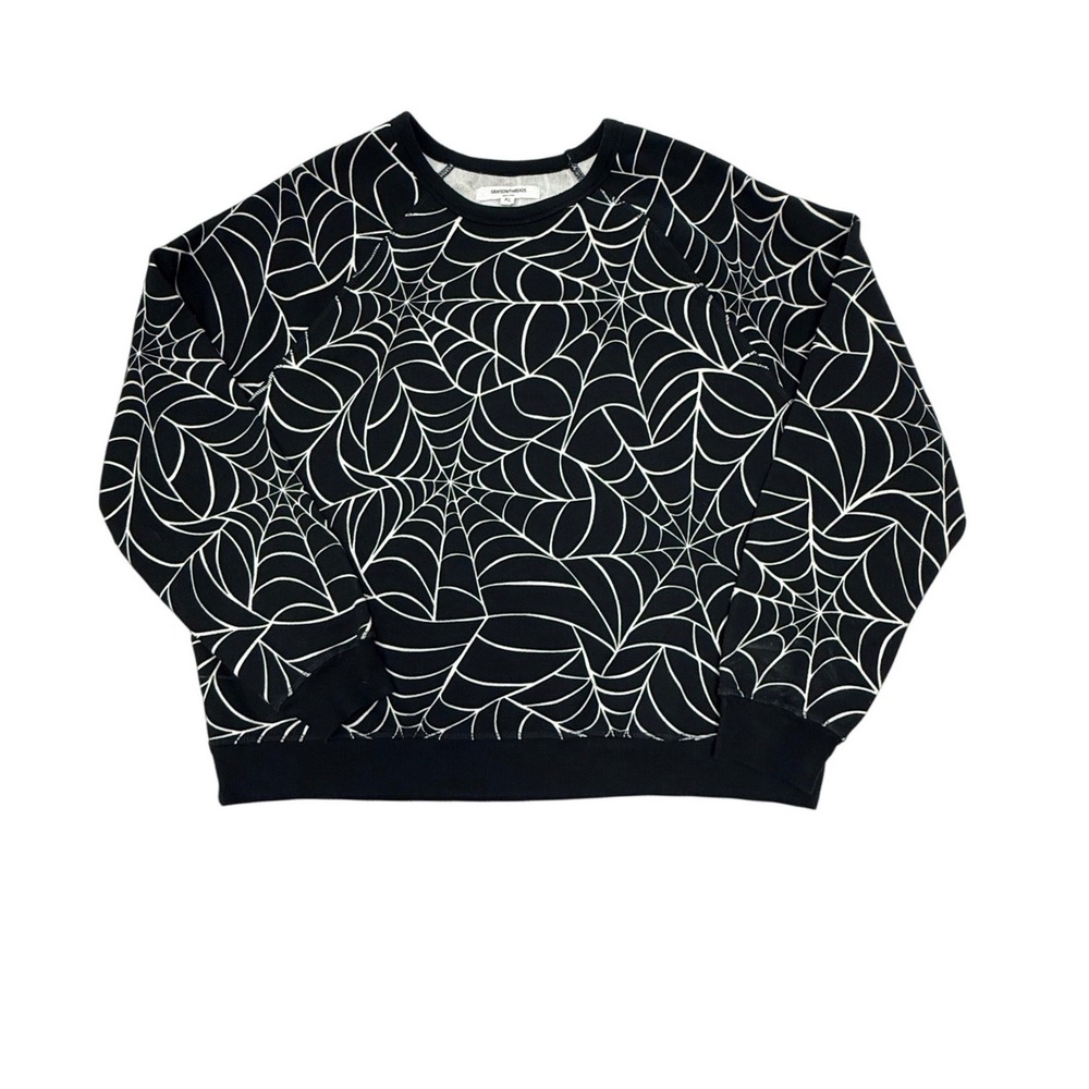 Grayson Threads Spider Web Sweatshirt XL Black White Halloween Crewneck Pullover